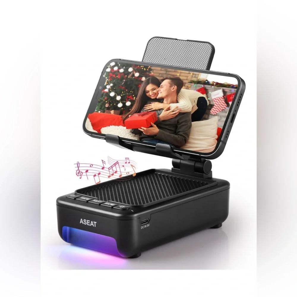 Cell Phone Stand with Bluetooth Speaker&LED Color Changing Light